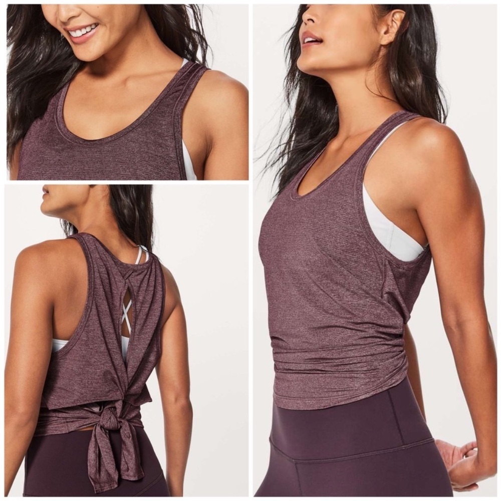 Lululemon Women’s Hold And Let Flow Tank Size 6 Heathered Black Cherry EUC